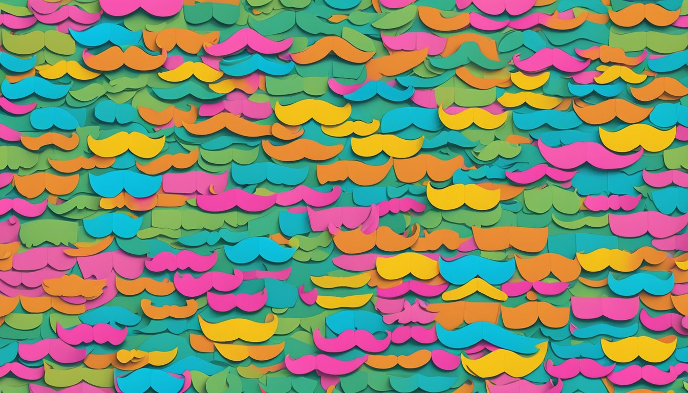 A world of colorful cardboard mustaches scattered across the
ground