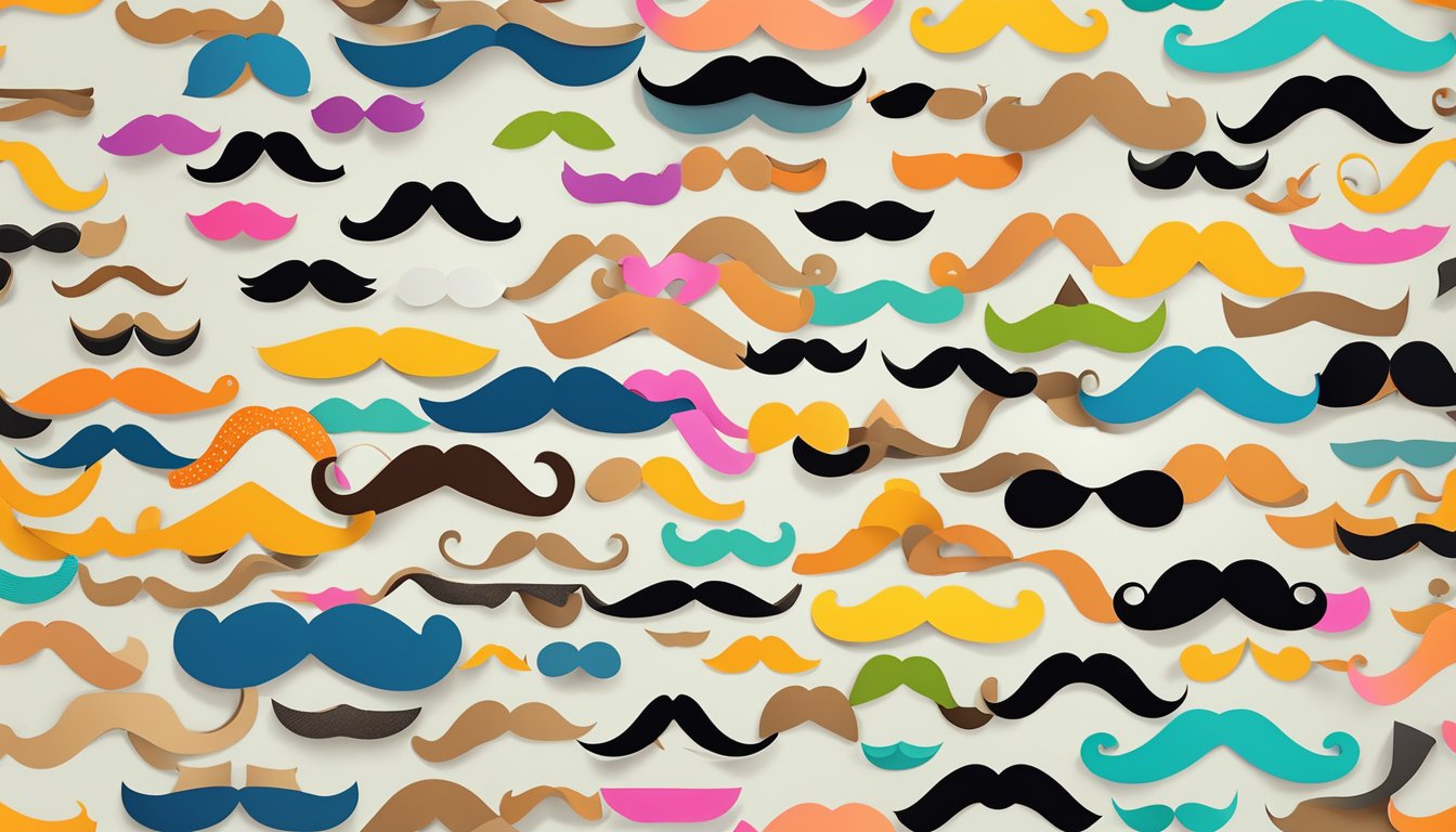 A colorful world of cardboard mustaches rises in all shapes and
sizes