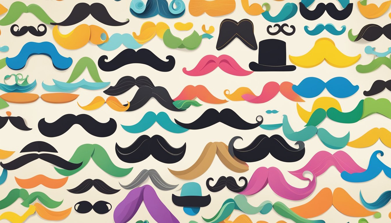 A vibrant world of cardboard mustaches in various shapes and
colors