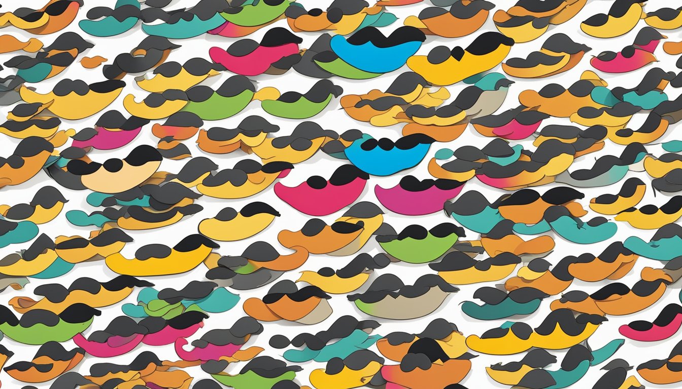 A diverse array of cardboard mustaches adorns the world, reflecting
cultural
impact